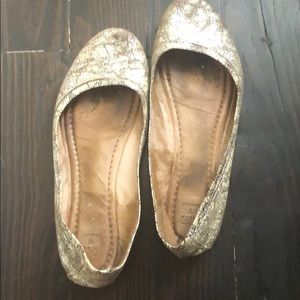 Frye Gold slip on flats size 9